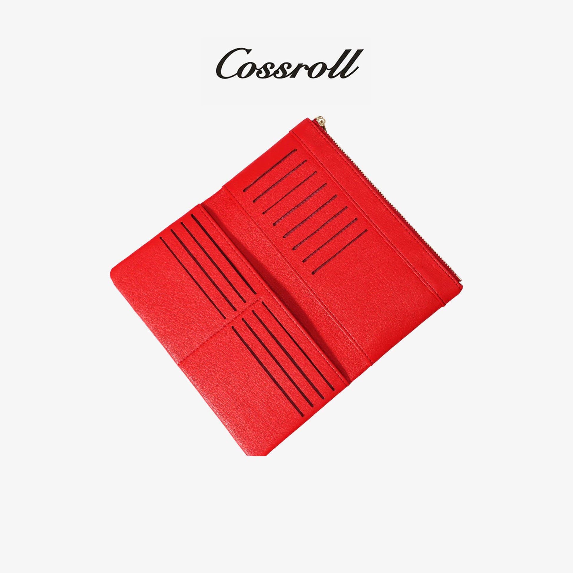 PU Leather Women Bifold Wallets With Zipper - cossroll.leather