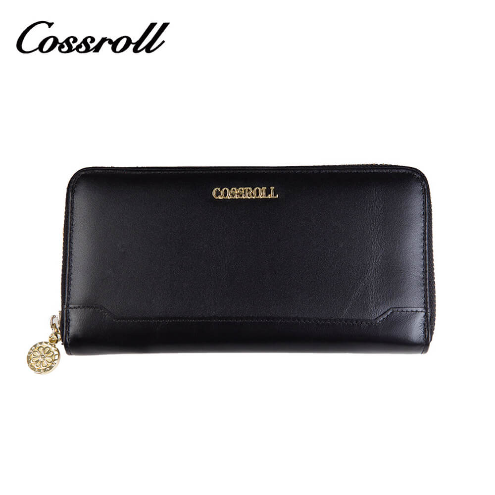 Cossroll Unisex Round Zip Long Cowhide Leather Wallet Manufacturer