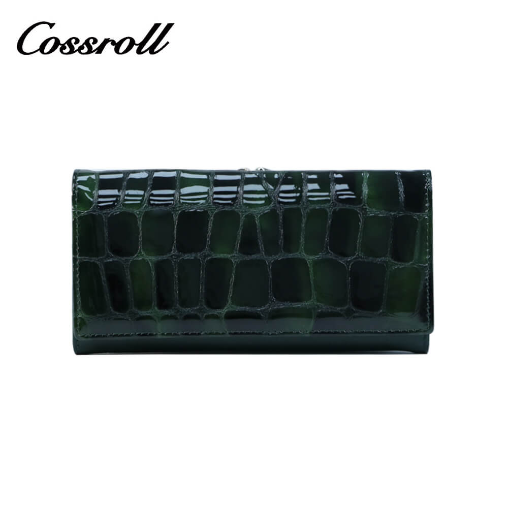 Cossroll Crocodile Ladies Patent Leather Long Wallets Wholesale