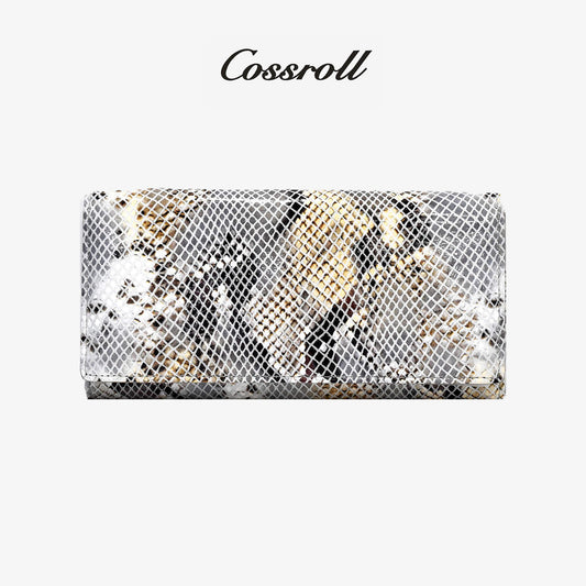 Women Python Print Leather Wallet Manufacturer cossroll.leather