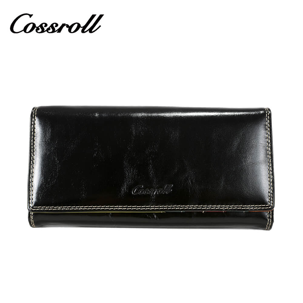 Cossroll Bifold Long Cowhide Waxed Leather Wallet Manufacturer