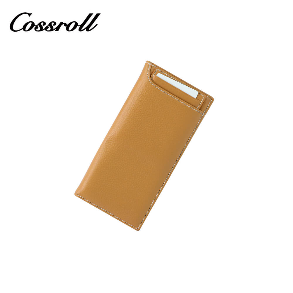 Cossroll Men Women Bifold Long Cowhide Leather Wallets Manufacturer