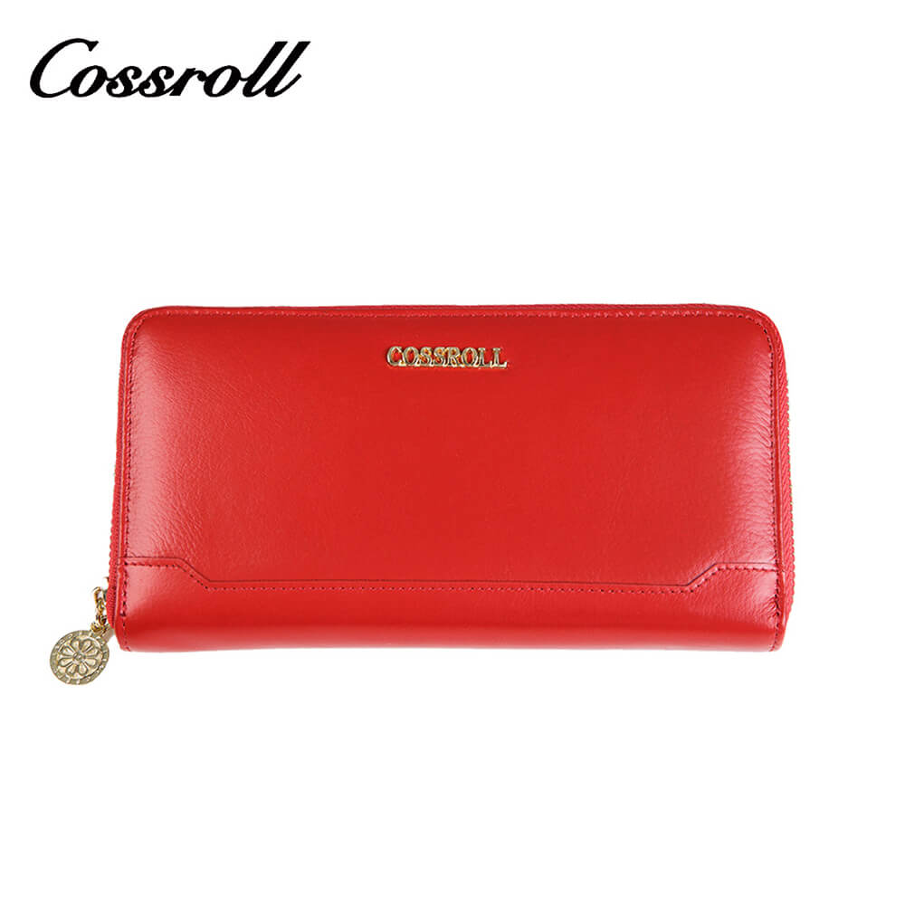 Cossroll Unisex Round Zip Long Cowhide Leather Wallet Manufacturer