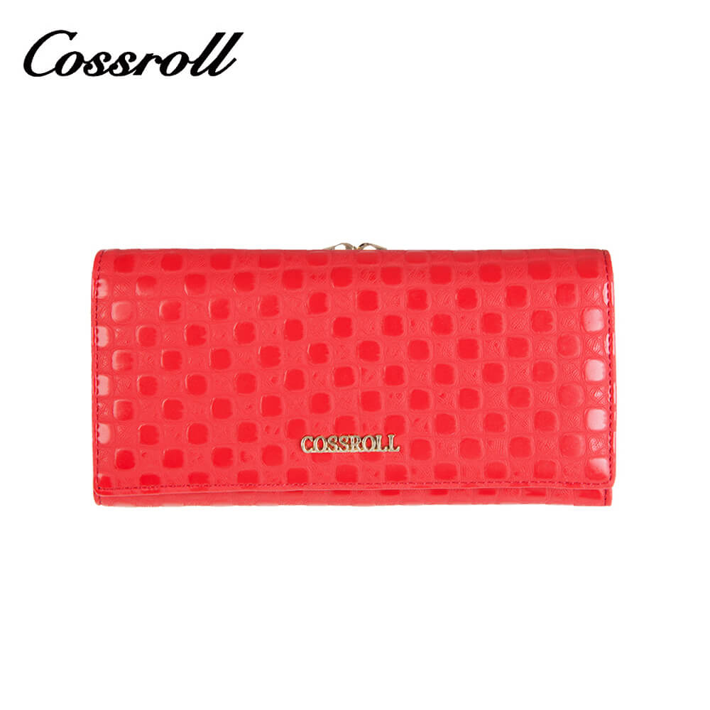 Cossroll Dots Clutch Lady Long Cowhide Leather Wallet Manufacturer