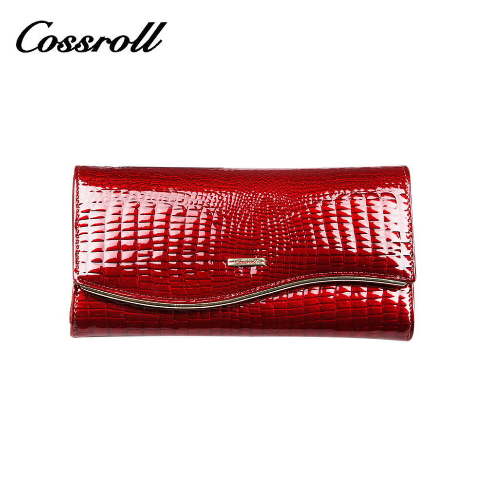 Crocodile Envelop Women Long Patent Leather Wallets Manufacturer