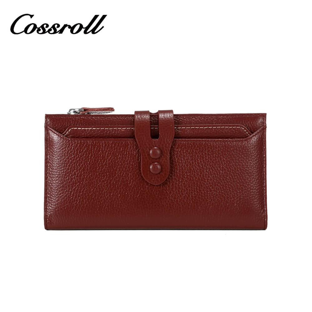 Women Trifold Cowhide Lychee Long Leather Wallet Manufacturer