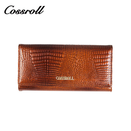 Cossroll Crocodile Bifold Long Cowhide Leather Wallet Manufacturer