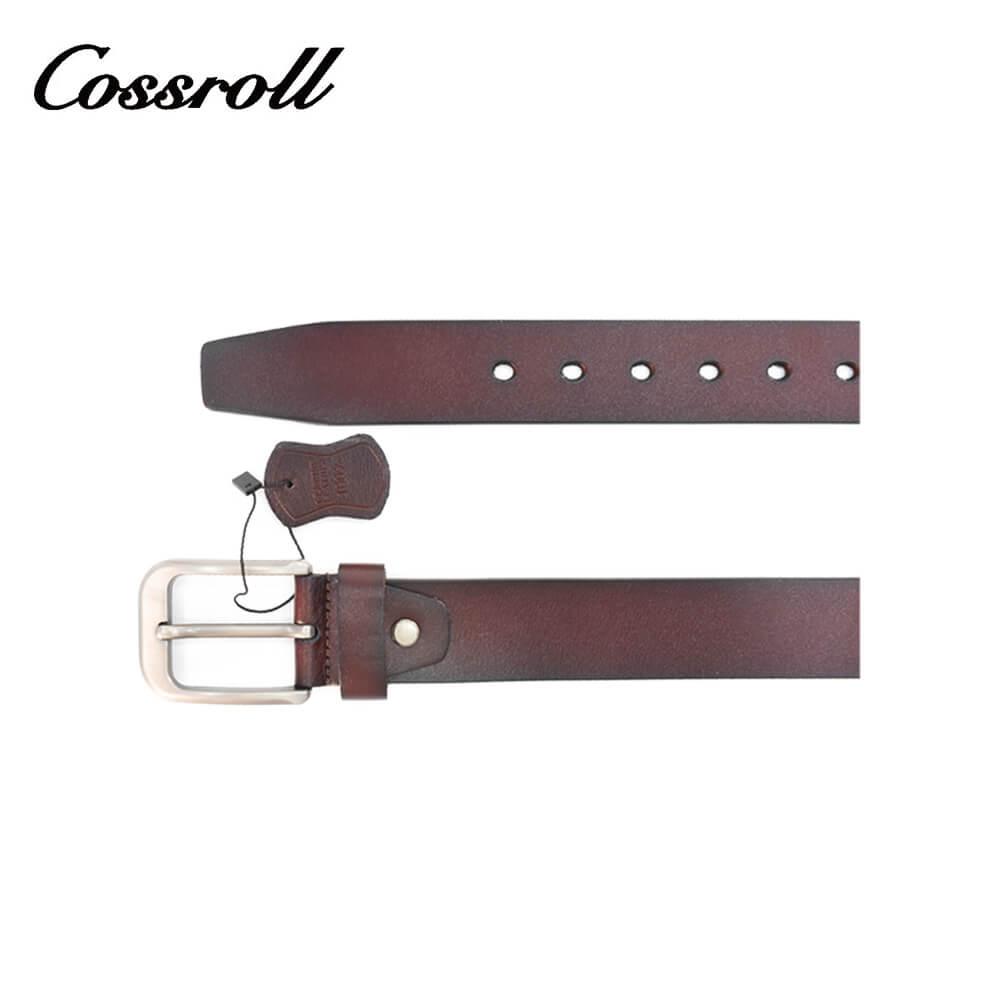 Cowboy Men's Leather Belt With Silver Tone Buckle - Cossroll Leather