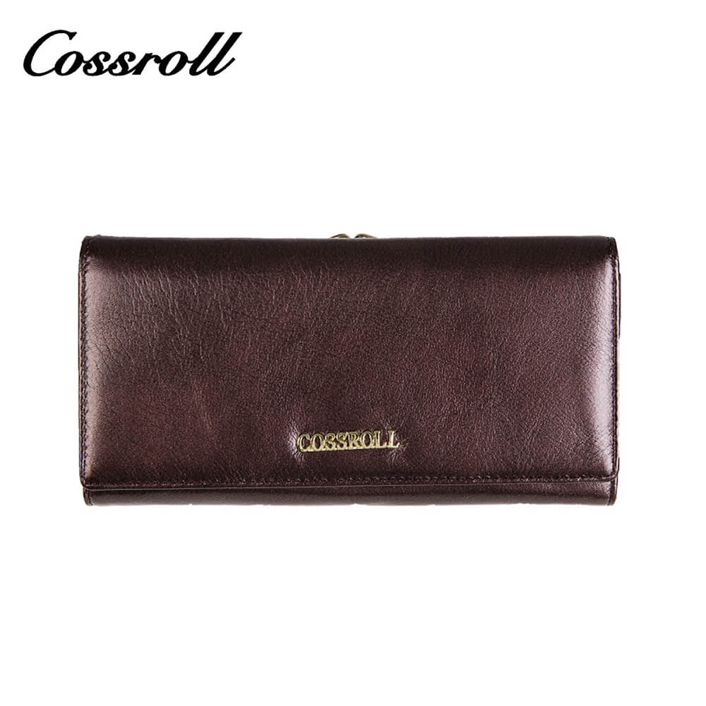 Cossroll Clutch Lady Long Cowhide Leather Wallet Manufacturer