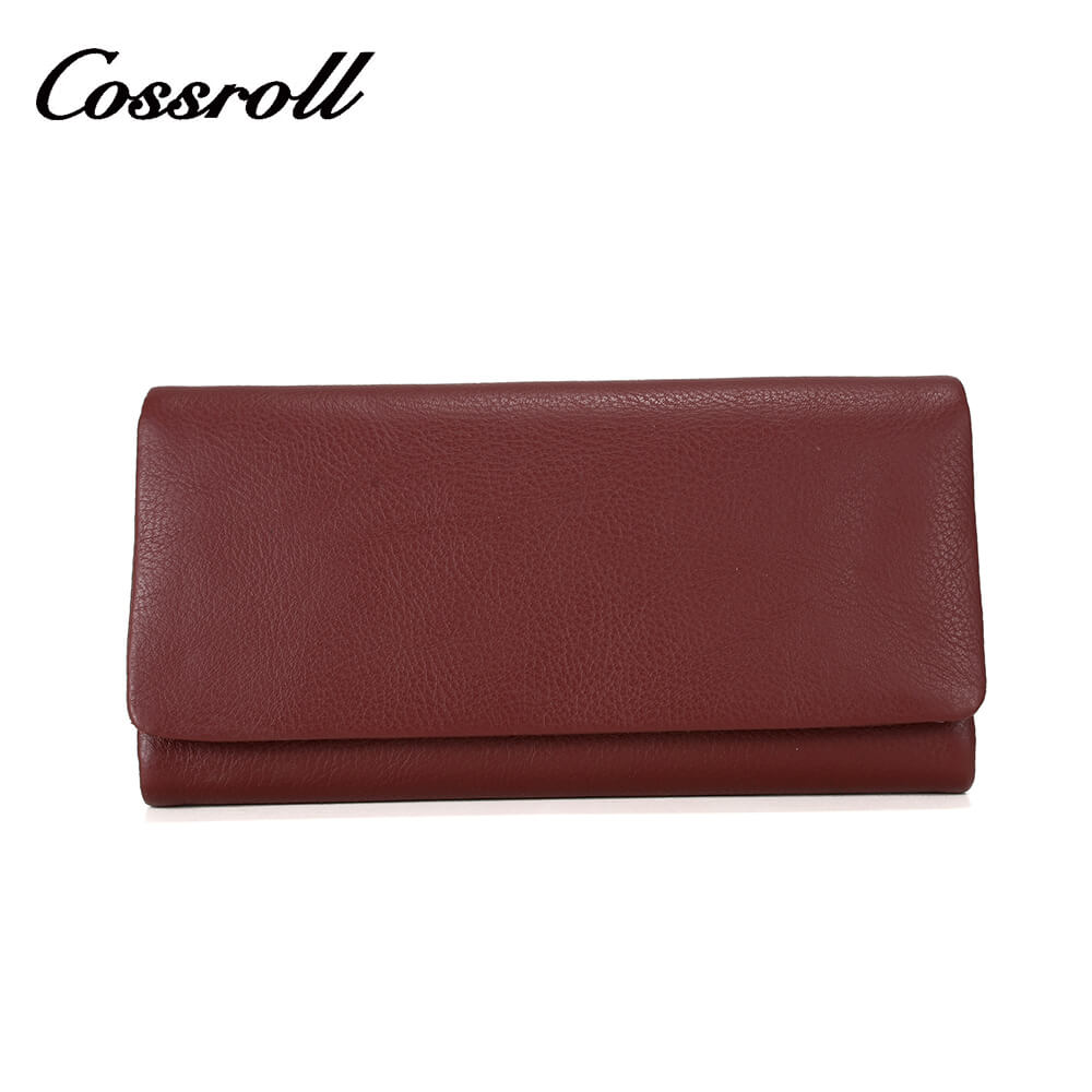 Women Trifold Cowhide Lychee Soft Leather Wallet Manufacturer