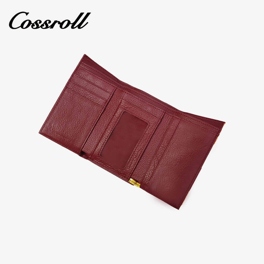 Thick Short Leather Wallet Manufacturer Tricolor For Women