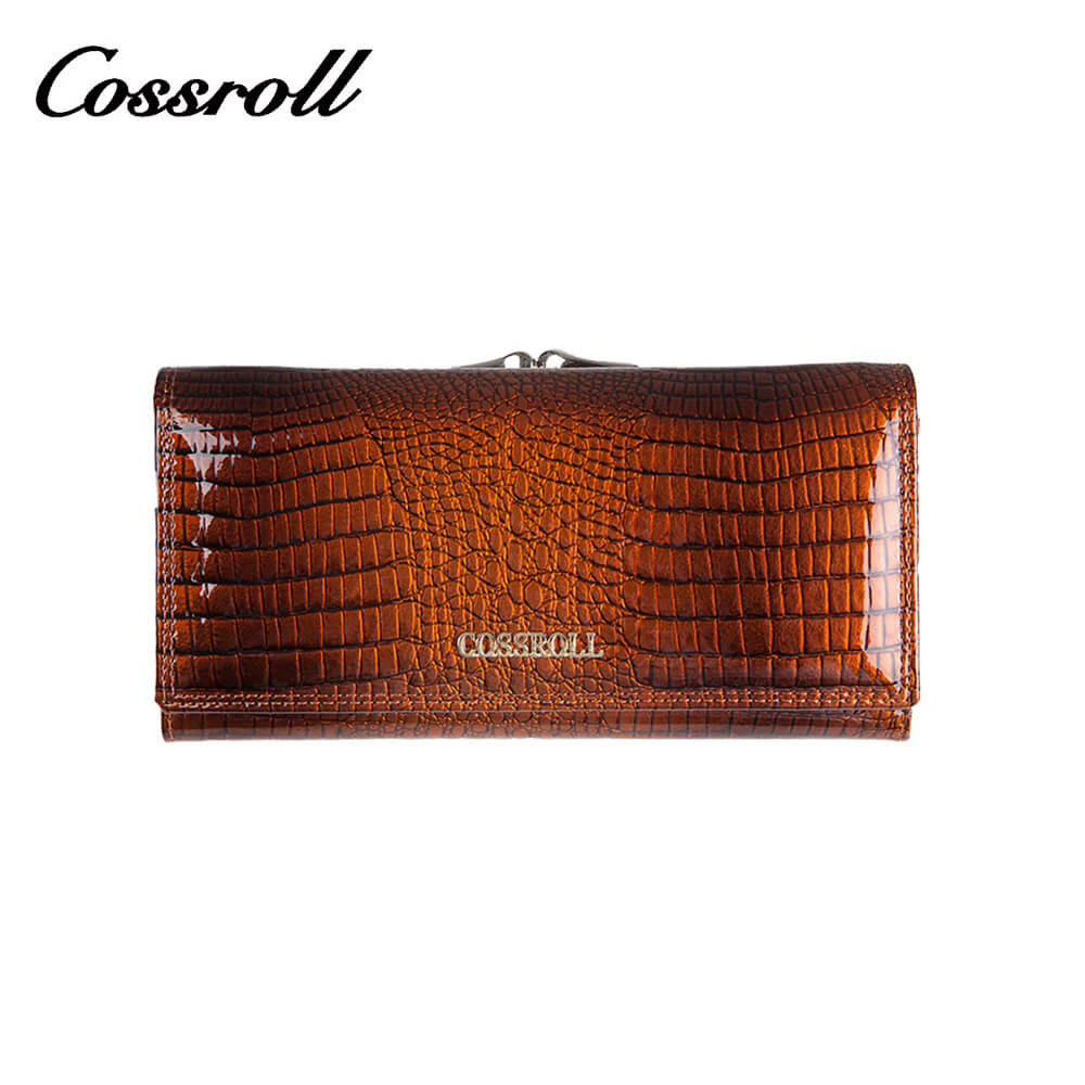 Crocodile Clutch Lady Long Cowhide Leather Wallet Manufacturer