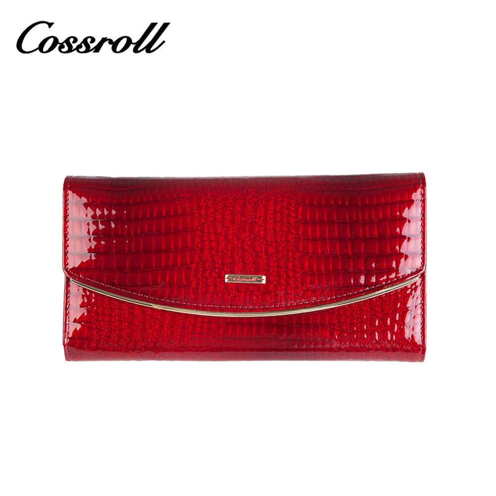 Crocodile Envelop Lady Long Patent Leather Wallets Manufacturer