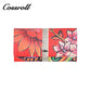 Flower Print Bifold Long Cowhide Leather Wallet