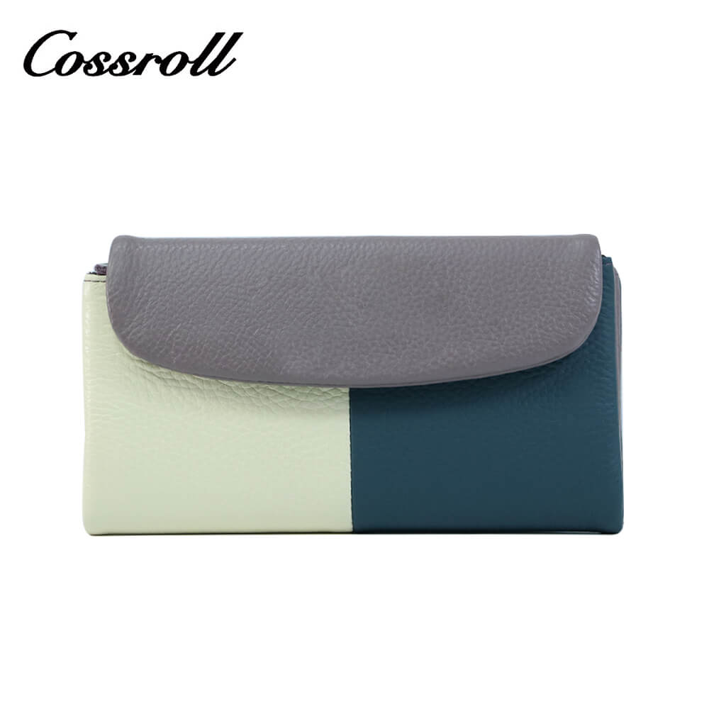 Cossroll Trifold Long Cowhide Leather Wallets Manufacturer