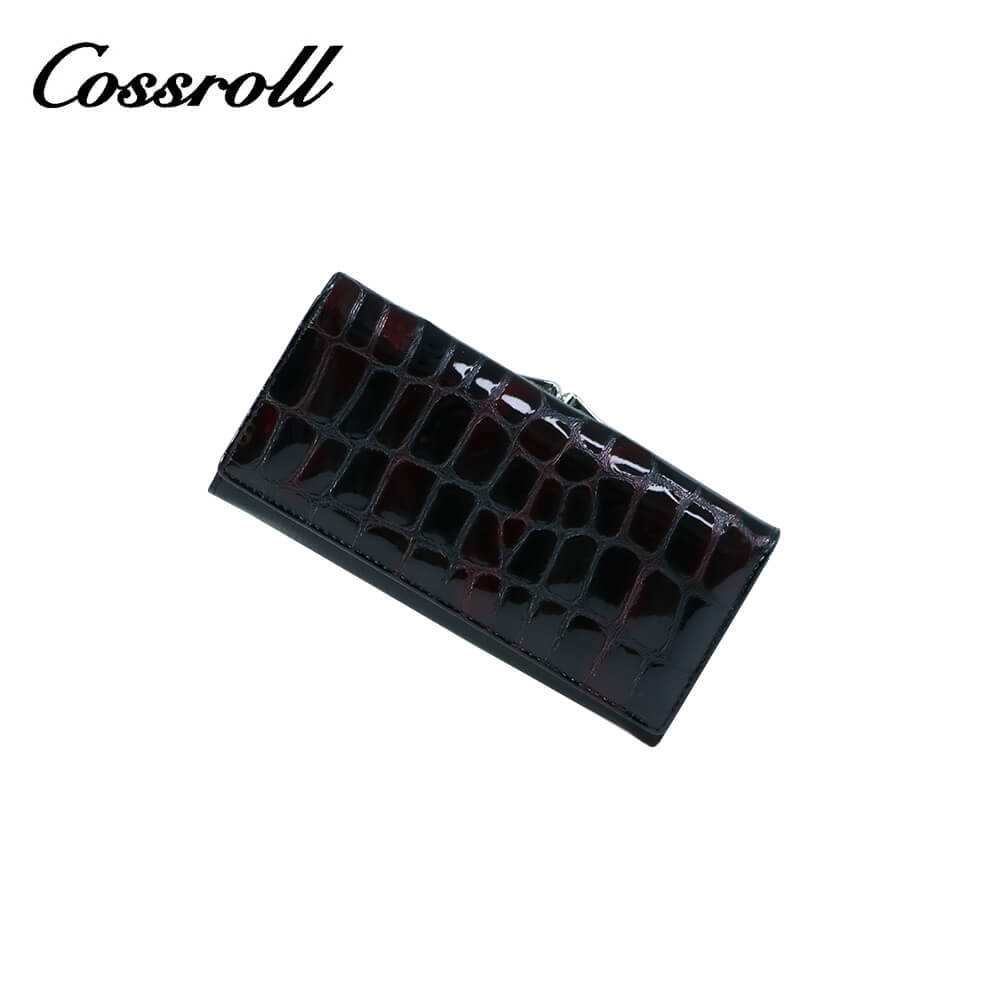 Cossroll Crocodile Ladies Patent Leather Long Wallets Wholesale