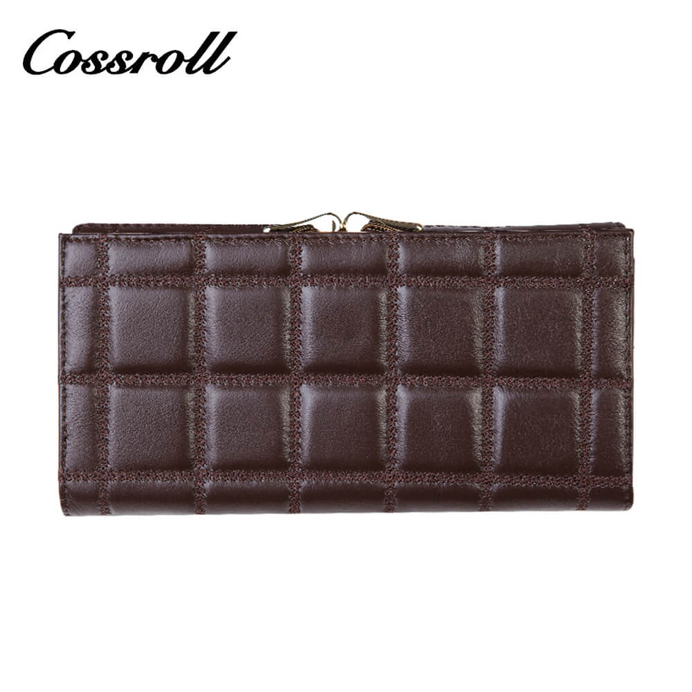 Cossroll Chocolate Texture Long Cowhide Leather Wallet Manufacturer