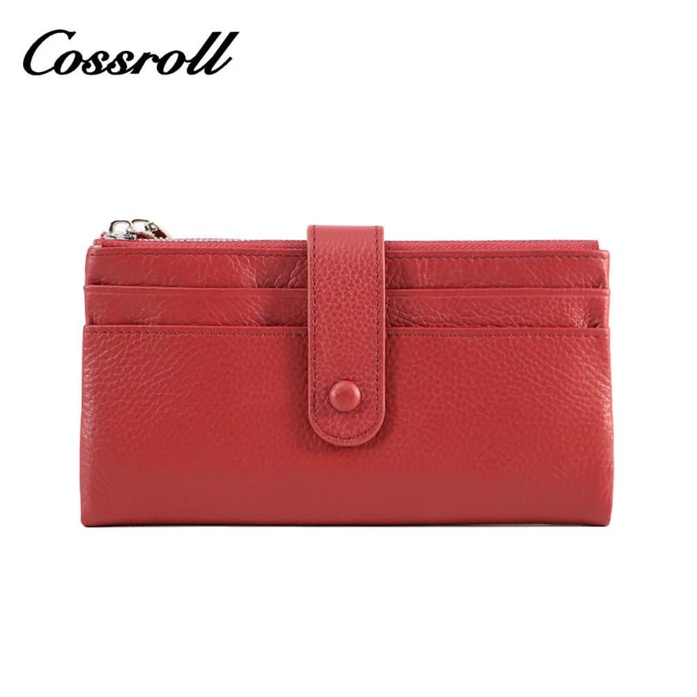 Double Zipper Genuine Leather Long Wallets