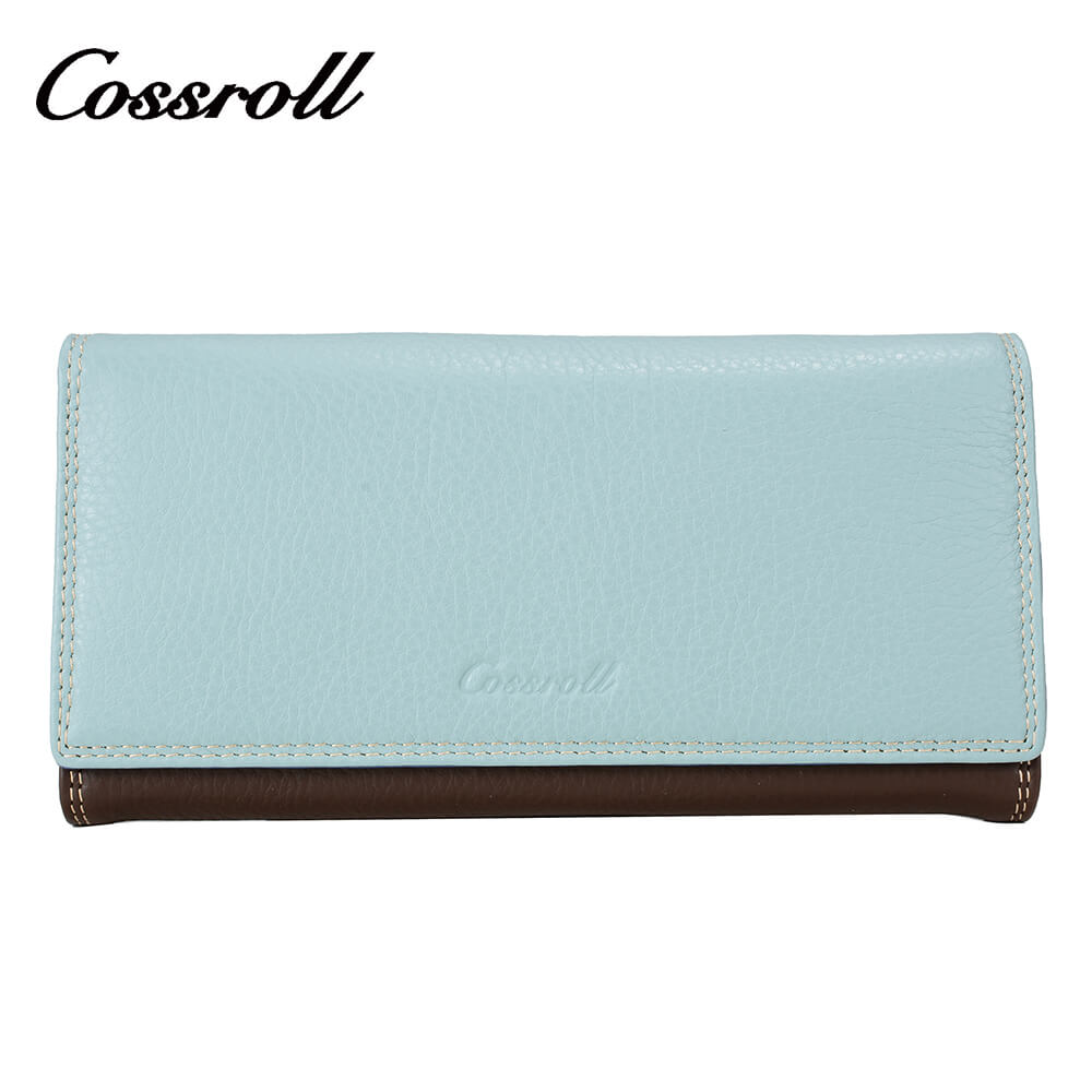 Women Long Litchi Cowhide Leather Wallet Manufacturer