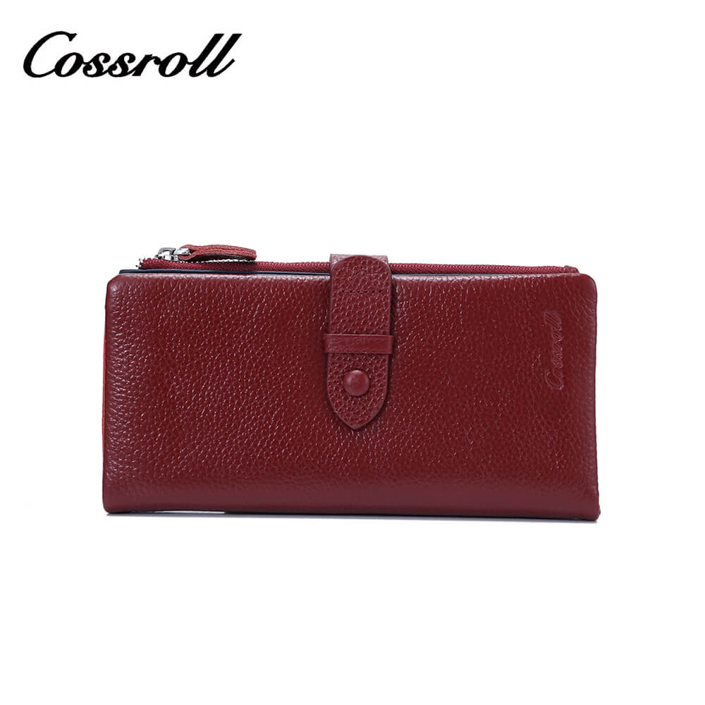 Women Cowhide Lychee Long Leather Wallet Manufacturer