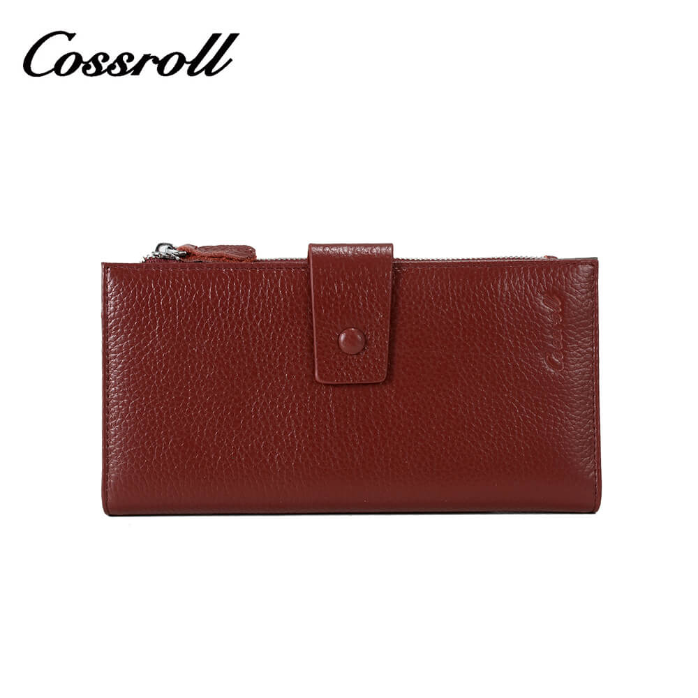 Women Cowhide Lychee Long Leather Wallet Manufacturer