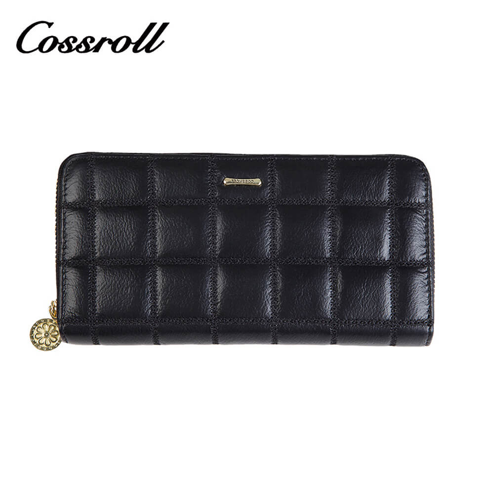 Cossroll Round Zip Long Cowhide Leather Wallet Manufacturer