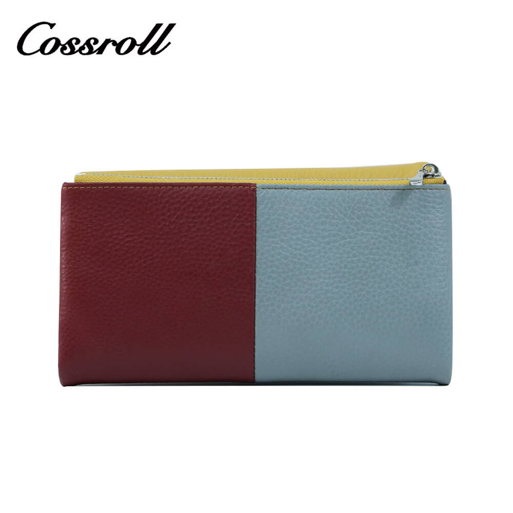 Cossroll Trifold Long Cowhide Leather Wallets Manufacturer