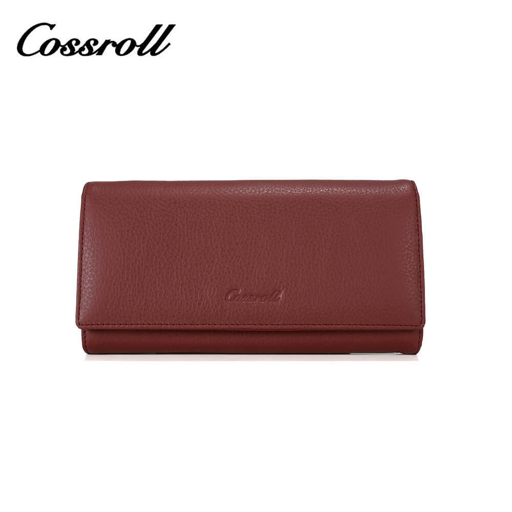 Women Long Lychee Cowhide Leather Wallet Manufacturer