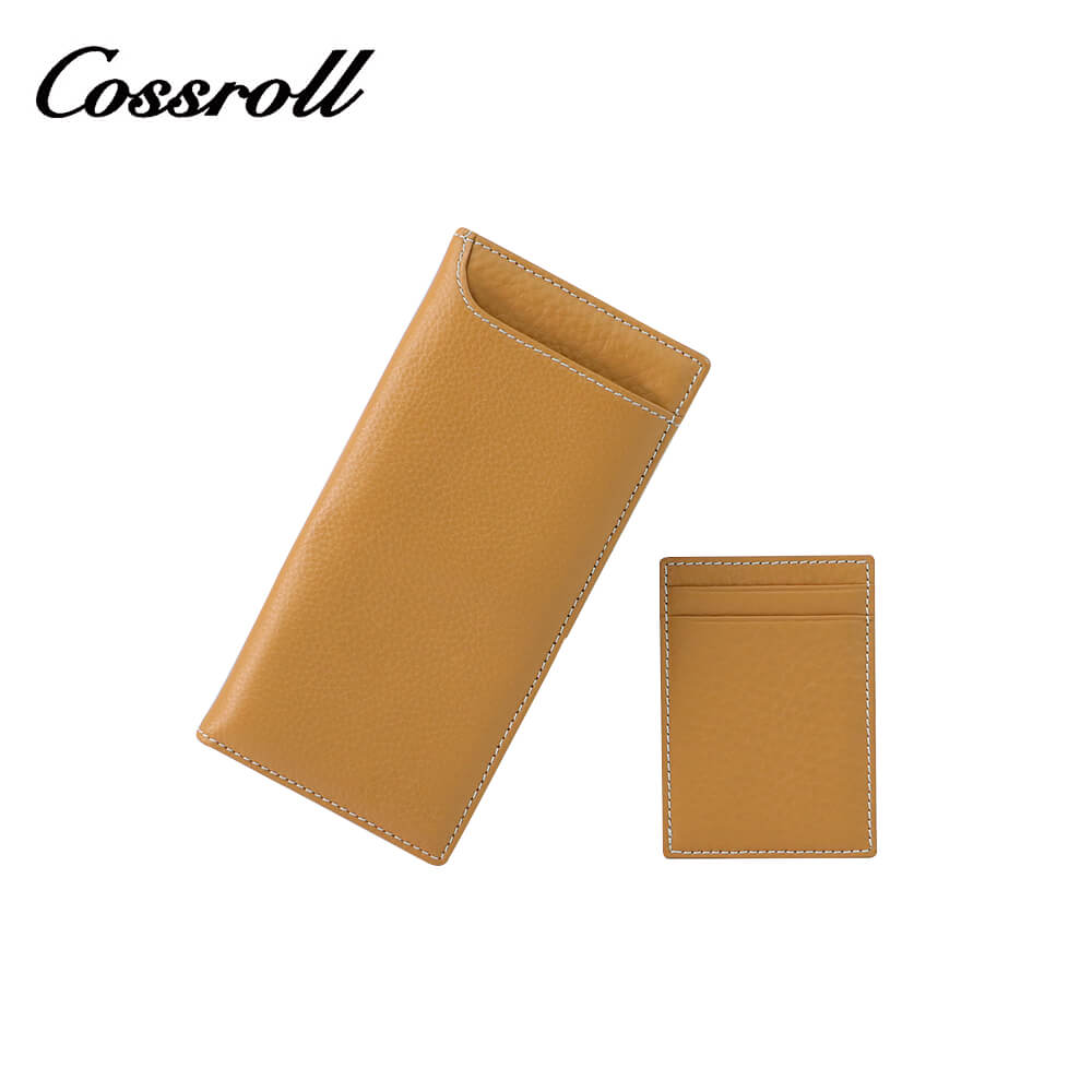 Cossroll Men Women Bifold Long Cowhide Leather Wallets Manufacturer