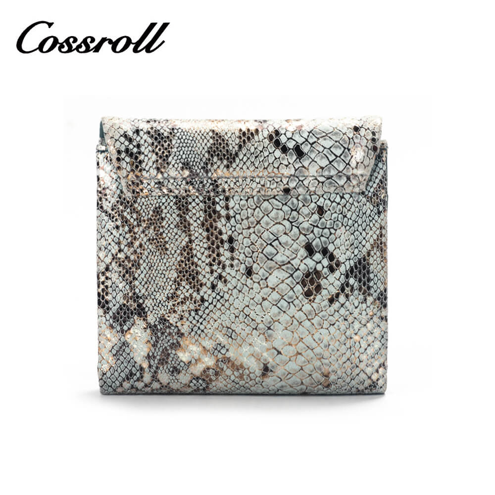 Snake Print Soft Lambskin Leather Short Wallet