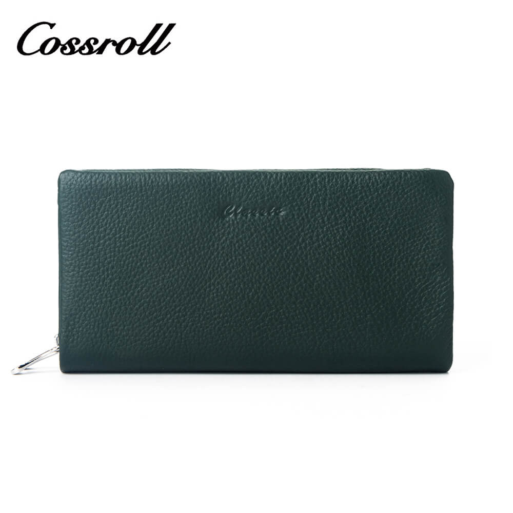 Cossroll Double Zip Lychee Real Leather Wallets Manufacturer