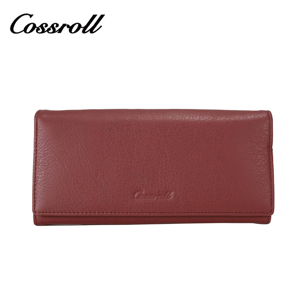 Women Long Cowhide Lychee Leather Wallet Manufacturer