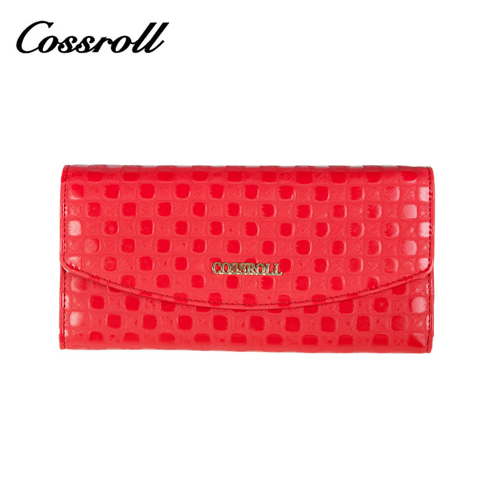 Cossroll Dots Envelop Lady Long Patent Leather Wallets Manufacturer