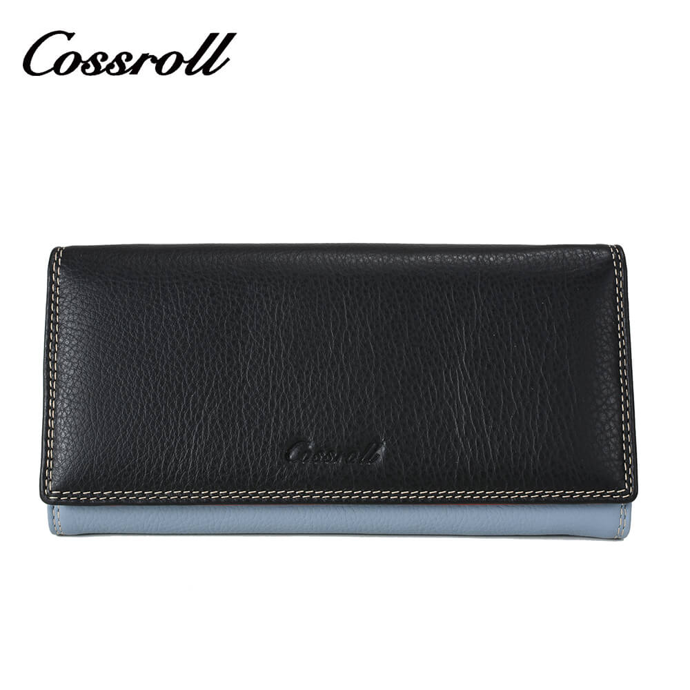 Lady Long Litchi Cowhide Leather Wallet