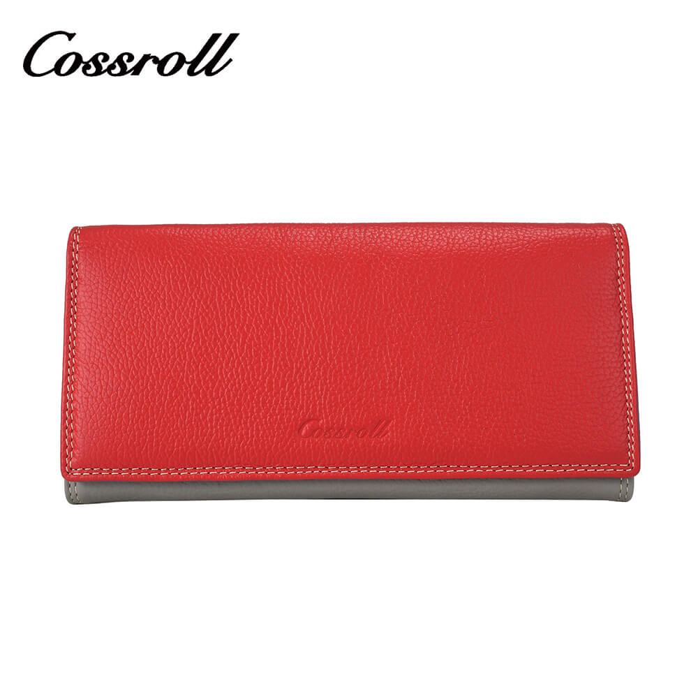 Women Long Litchi Cowhide Leather Wallet Manufacturer