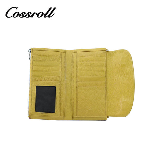 Cossroll Trifold Long Cowhide Leather Wallets Manufacturer