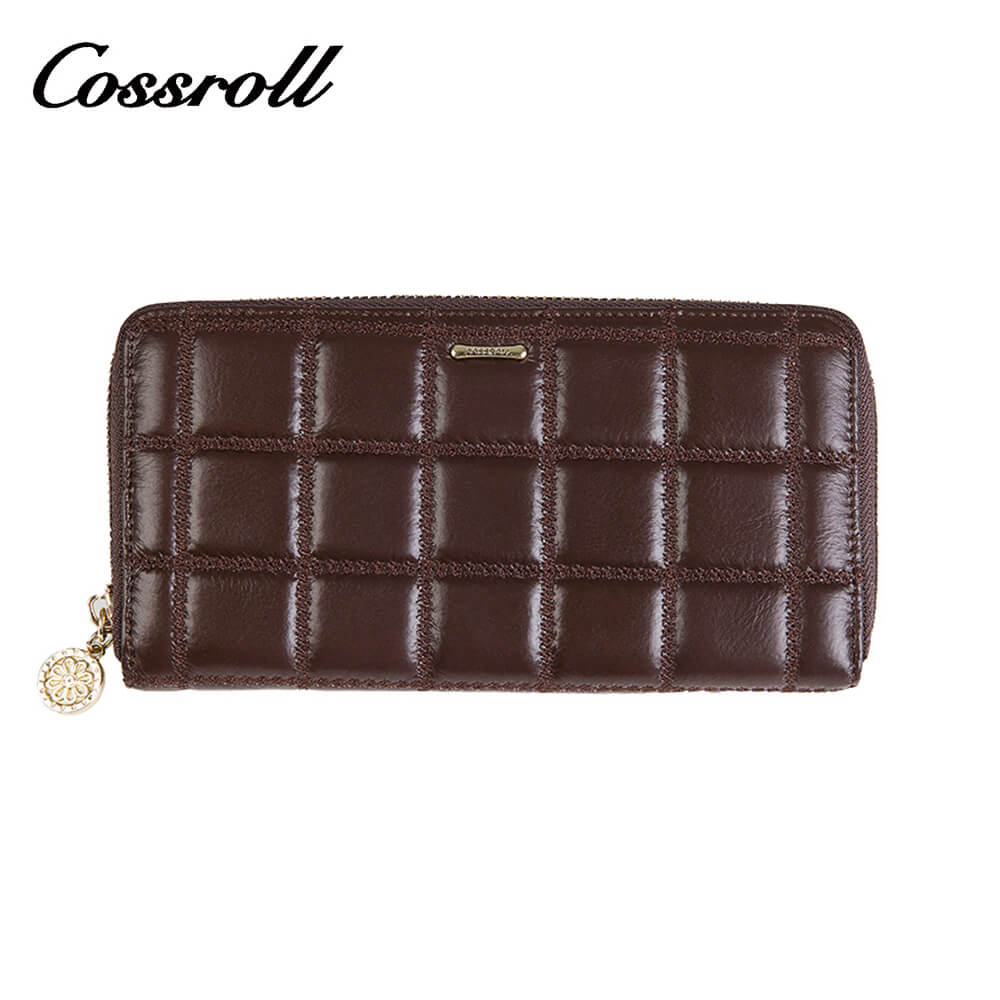 Cossroll Round Zip Long Cowhide Leather Wallet Manufacturer