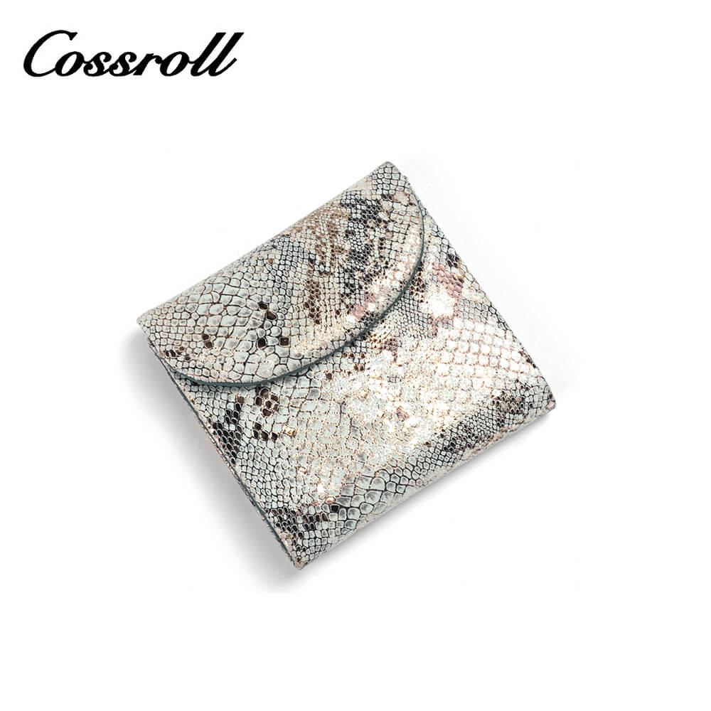 Snake Print Soft Lambskin Leather Short Wallet