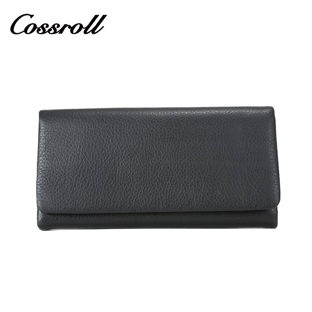 Women Trifold Cowhide Lychee Soft Leather Wallet Manufacturer