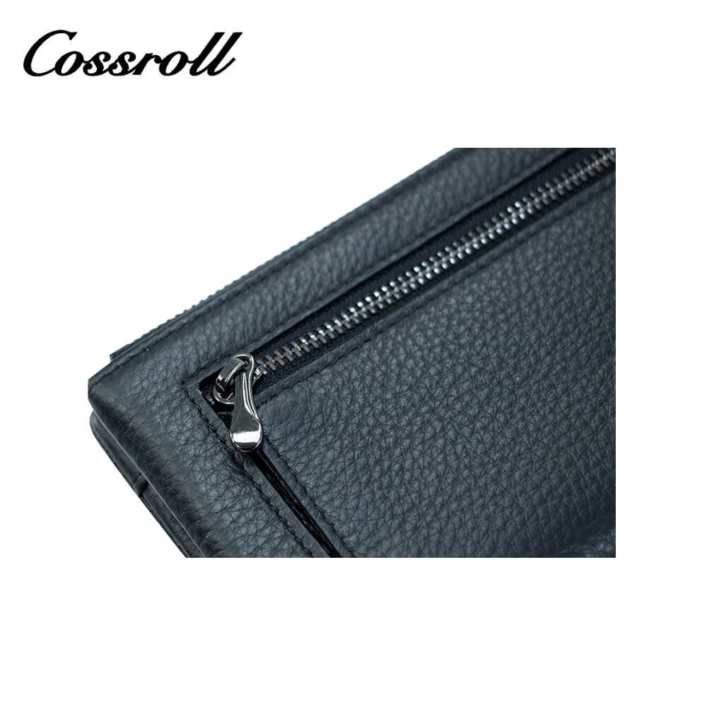 Cossroll Men Women Bifold Cowhide Leather Long Wallets Manufacturer