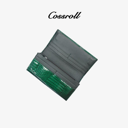 Crocodile Glossy Leather Long Wallet - cossroll.leather