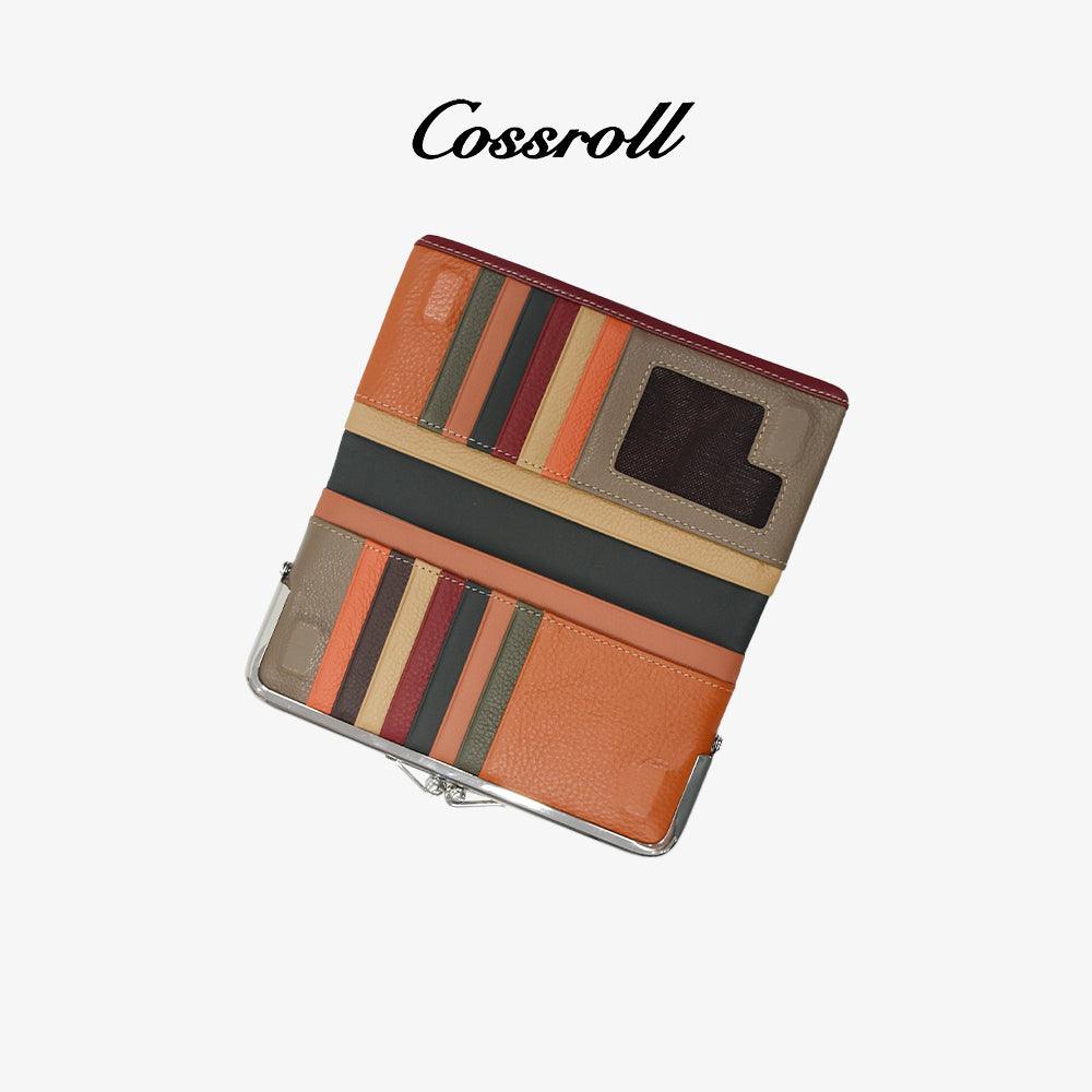 Women Bifold Leahter Long Wallet With Card Slots - cossroll.leather