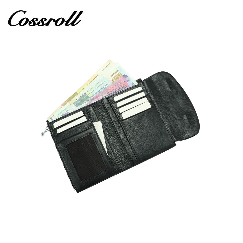 Cossroll Women Bifold Short  Cowhide Leather Wallets Manufactuer