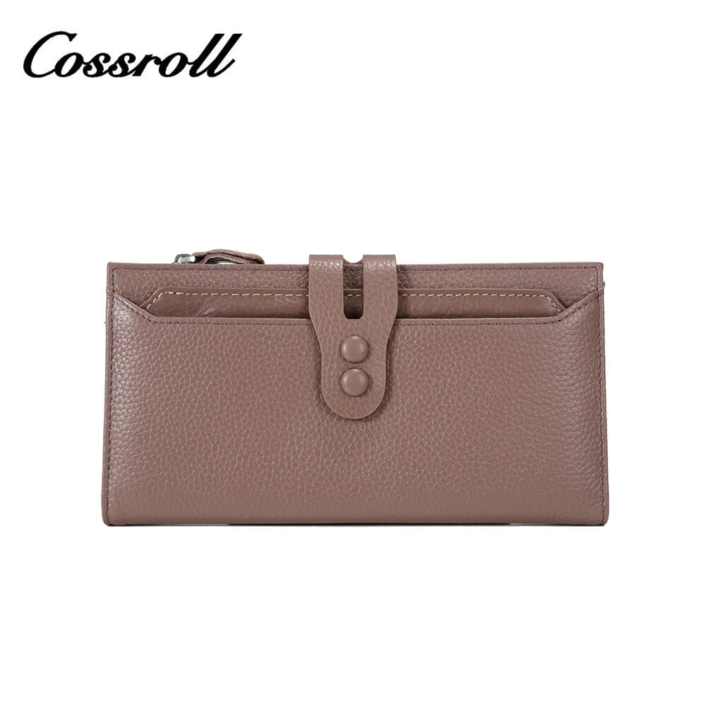 Women Trifold Cowhide Lychee Long Leather Wallet Manufacturer