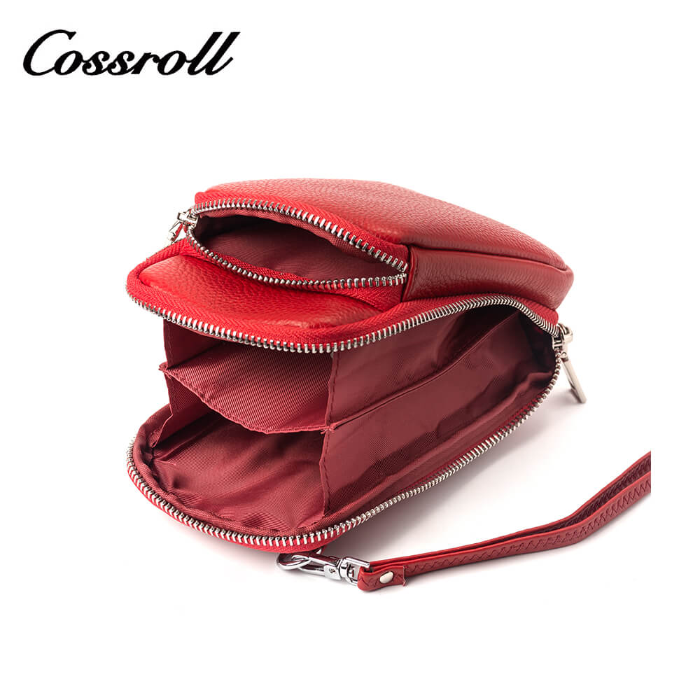 Vertical Cowhide Leather Crossbody Phone Bag