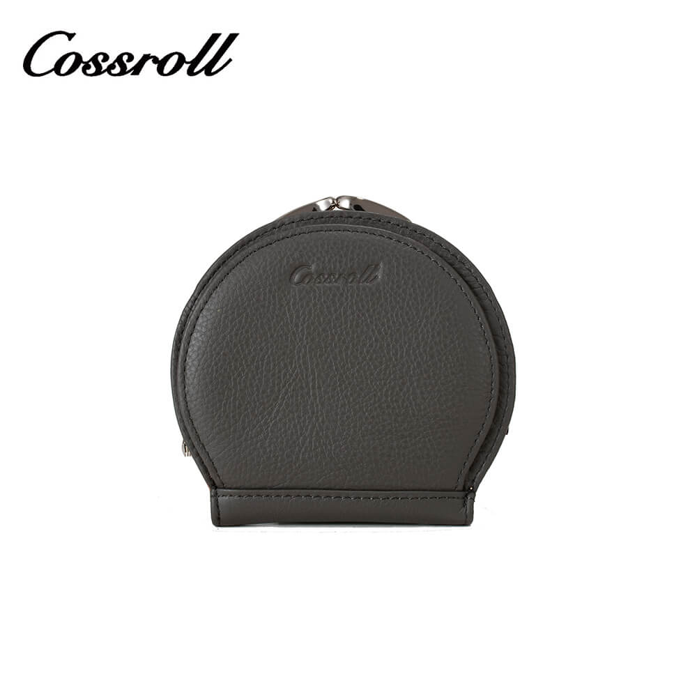 Mini Coin Purse Circle Shape Cowhide Leather Wallet Manufacturer