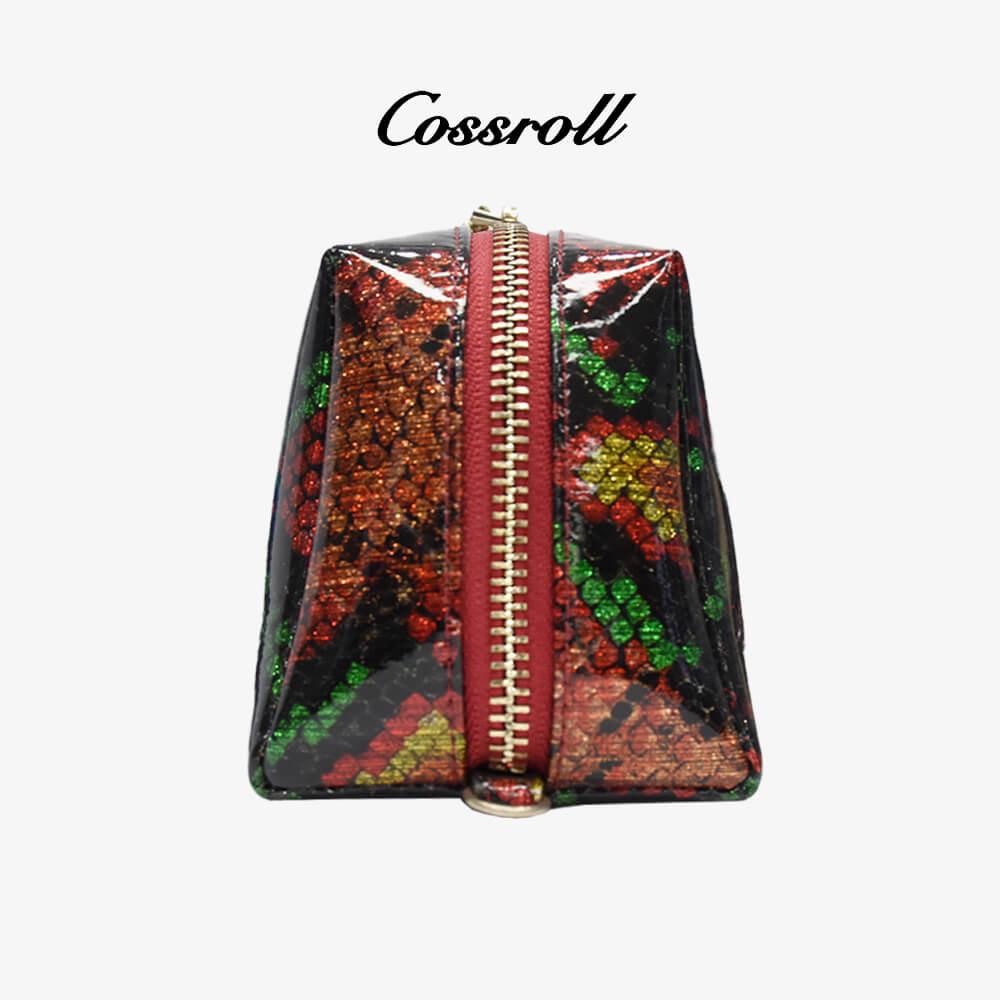 Glossy Zipper Coin Pouch Manufacturer Fish Scales Printing cossroll.leather