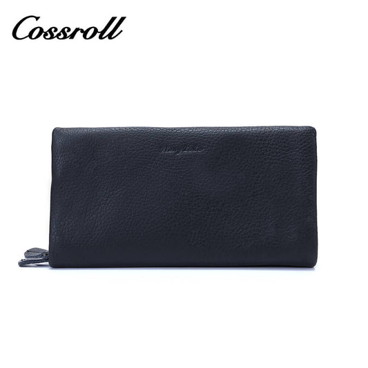 Cossroll Unisex Clutch Double Zip Lychee Leather Wallets Manufacturer