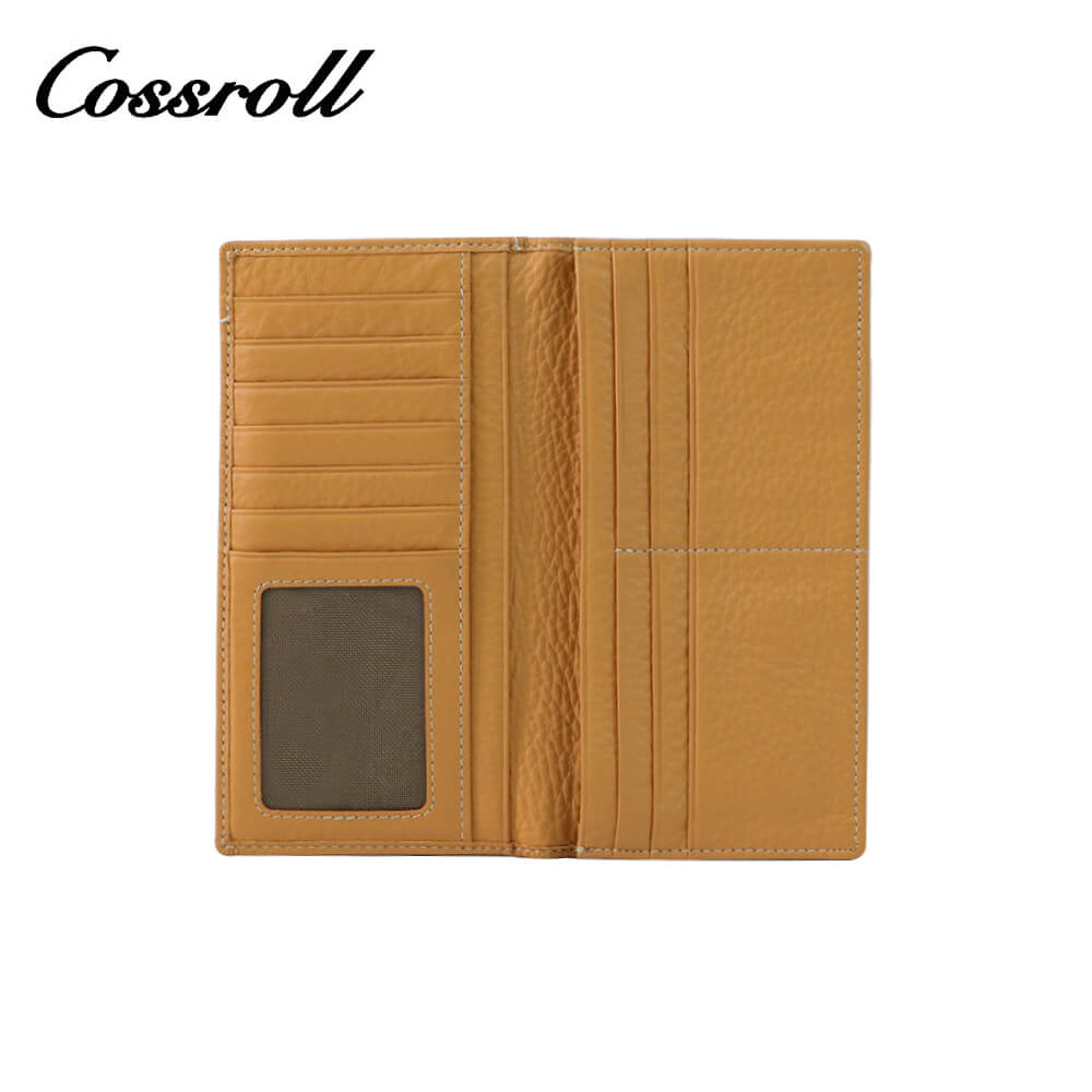 Cossroll Men Women Bifold Long Cowhide Leather Wallets Manufacturer