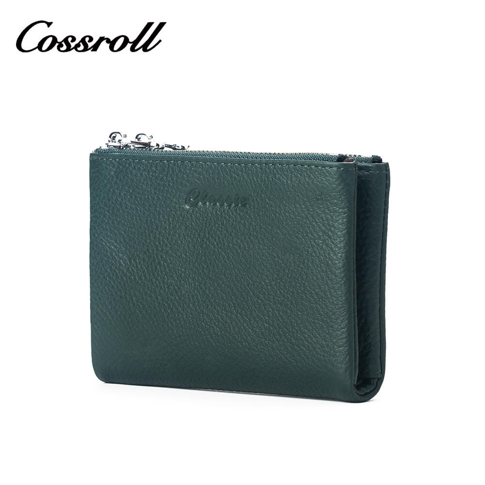 Cossroll Double Zip Short Real Leather Wallet Manufacturer